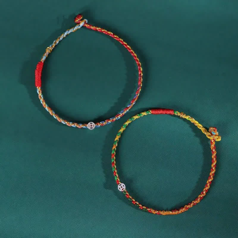 Buddha Stones Pulsera de la fortuna trenzada de plata de ley 925 de colores - image 7