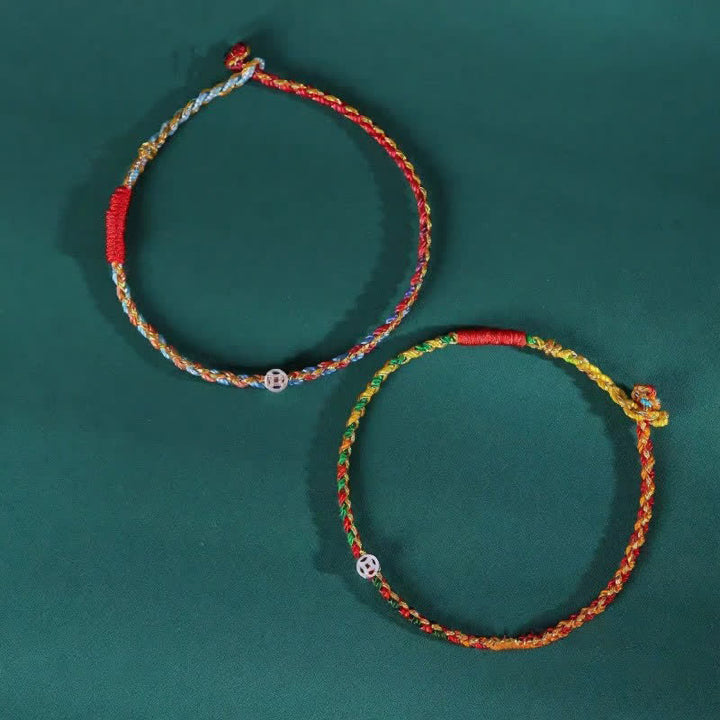 Buddha Stones Pulsera de la fortuna trenzada de plata de ley 925 de colores - image 7