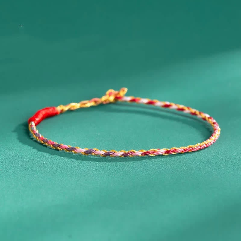 Buddha Stones Pulsera de fe tejida a mano en plata de ley 925 con hilo rojo multicolor - Esquema de color rosa (cuerda lisa) - 7,1–7,5 pulgadas (18–19 cm) - image 11