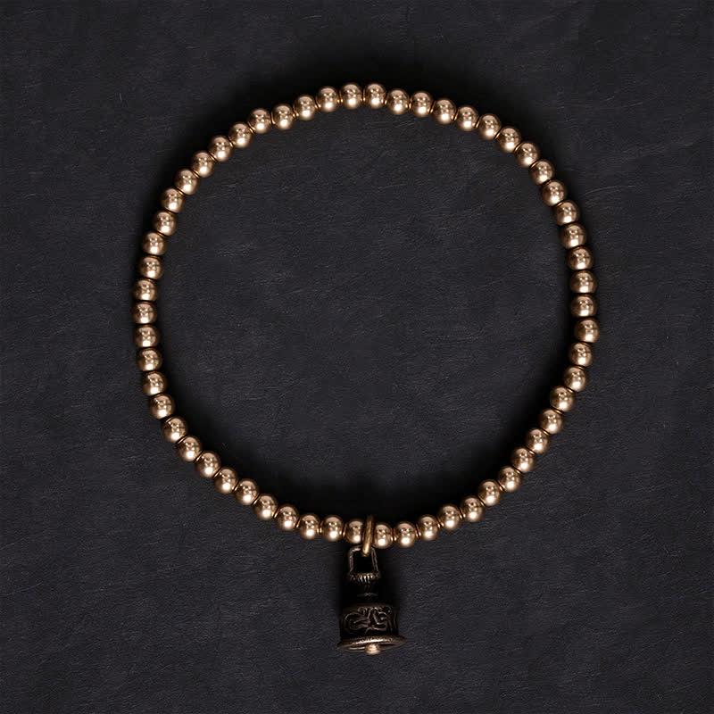 Buddha Stones Pulsera con colgante de campana y cuentas de cobre - image 3