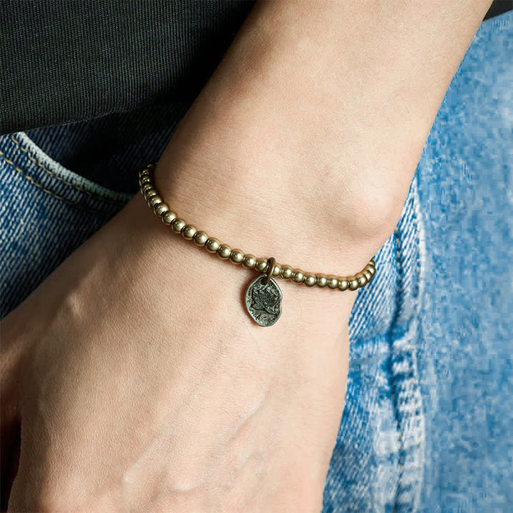 Buddha Stones Pulsera curativa con dije de loto y cuentas de cobre - image 4