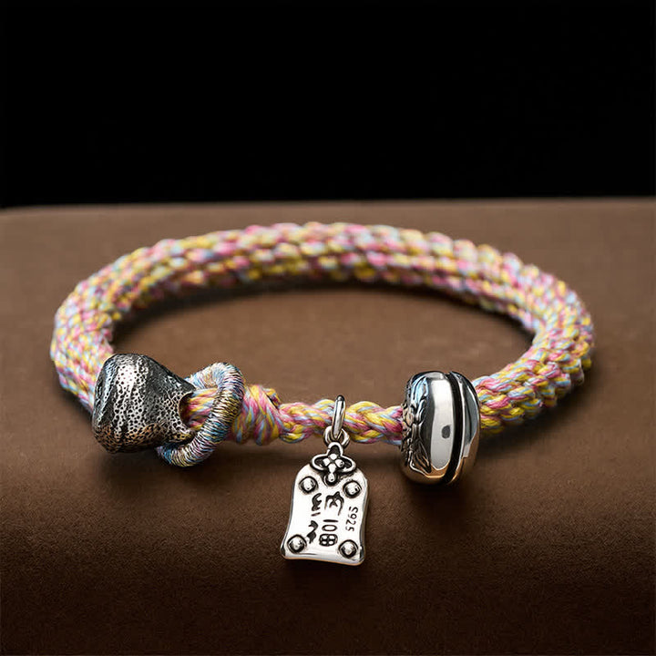 Buddha Stones Pulsera tibetana de cobre con diseño de campana de loto tejida a mano - 7,1–7,5 pulgadas (18–19 cm) - image 0