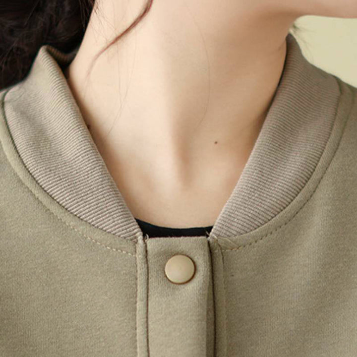 Buddha Stones Chaqueta minimalista de otoño para mujer, con botones y bolsillos. - image 9
