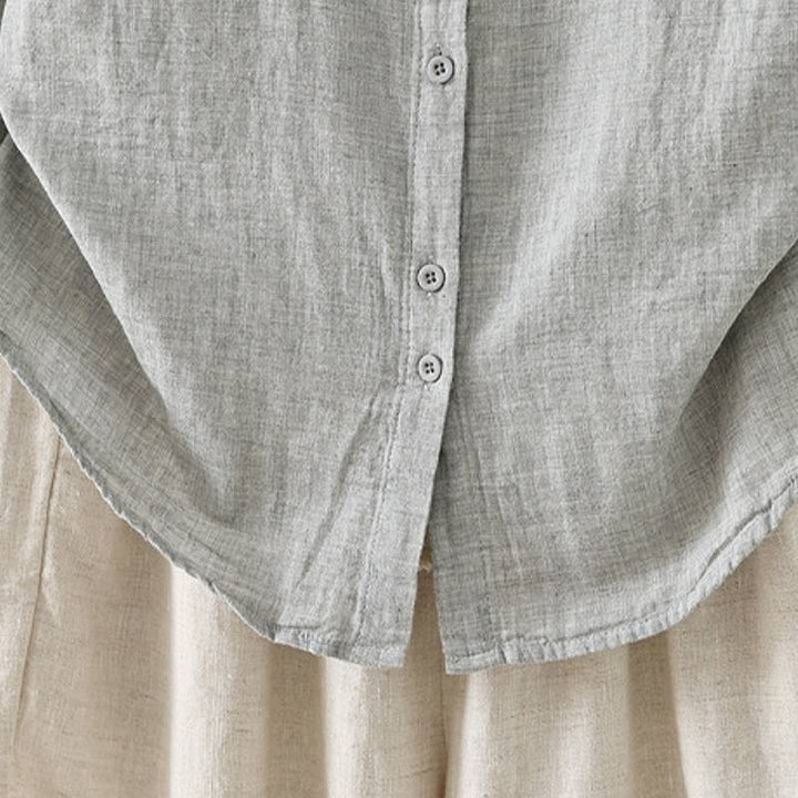 Buddha Stones Camisa de manga larga para mujer, estilo casual vintage, con botones y cuello en contraste, ideal para primavera. - image 18