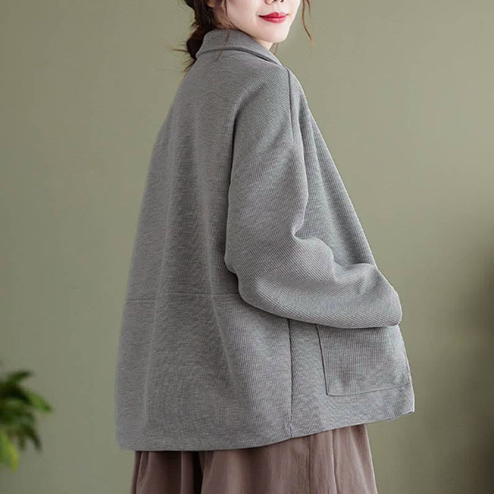 Buddha Stones Chaqueta sencilla de mujer estilo vintage de otoño con botones y bolsillos. - image 15