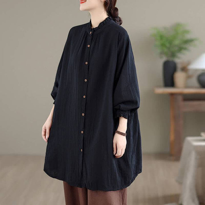 Buddha Stones Camisa túnica de manga larga para mujer, estilo casual vintage, con botones, ideal para primavera y otoño. - image 14