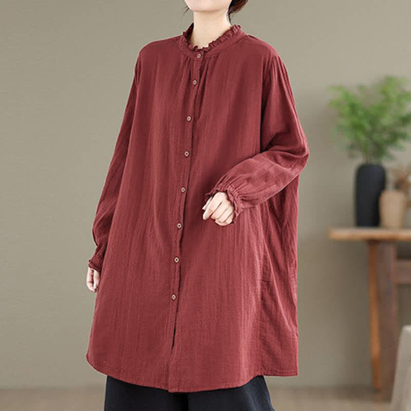 Buddha Stones Camisa túnica de manga larga para mujer, estilo casual vintage, con botones, ideal para primavera y otoño. - image 6
