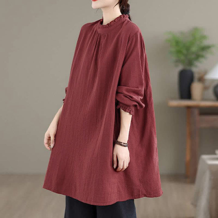 Buddha Stones Camisa túnica de manga larga para mujer, estilo casual vintage, con botones, ideal para primavera y otoño. - image 3