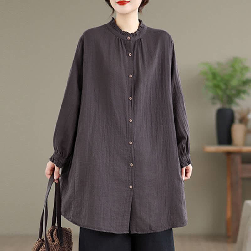 Buddha Stones Camisa túnica de manga larga para mujer, estilo casual vintage, con botones, ideal para primavera y otoño. - image 24