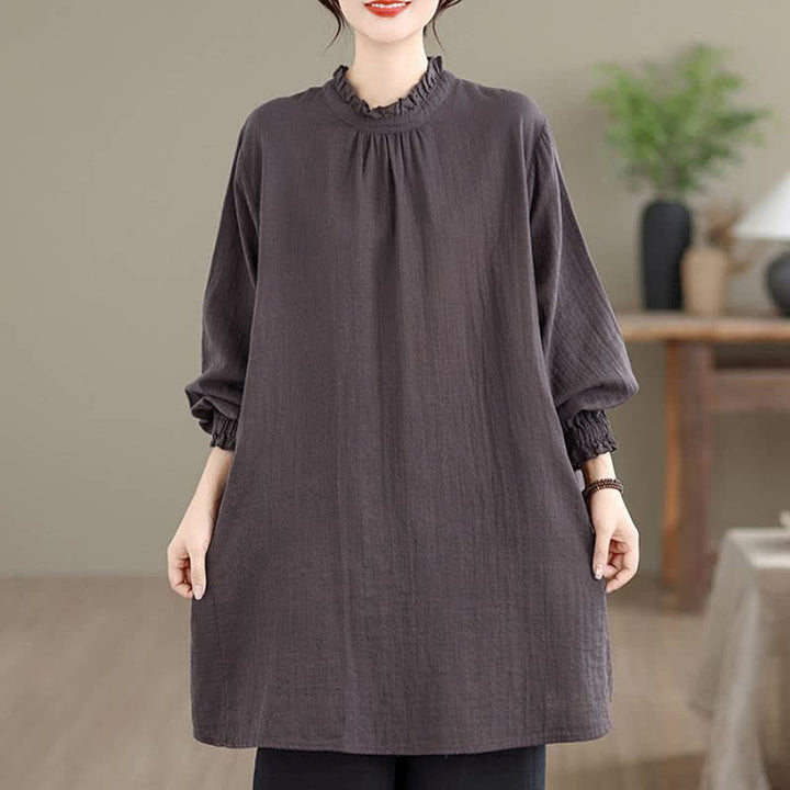 Buddha Stones Camisa túnica de manga larga para mujer, estilo casual vintage, con botones, ideal para primavera y otoño. - image 20