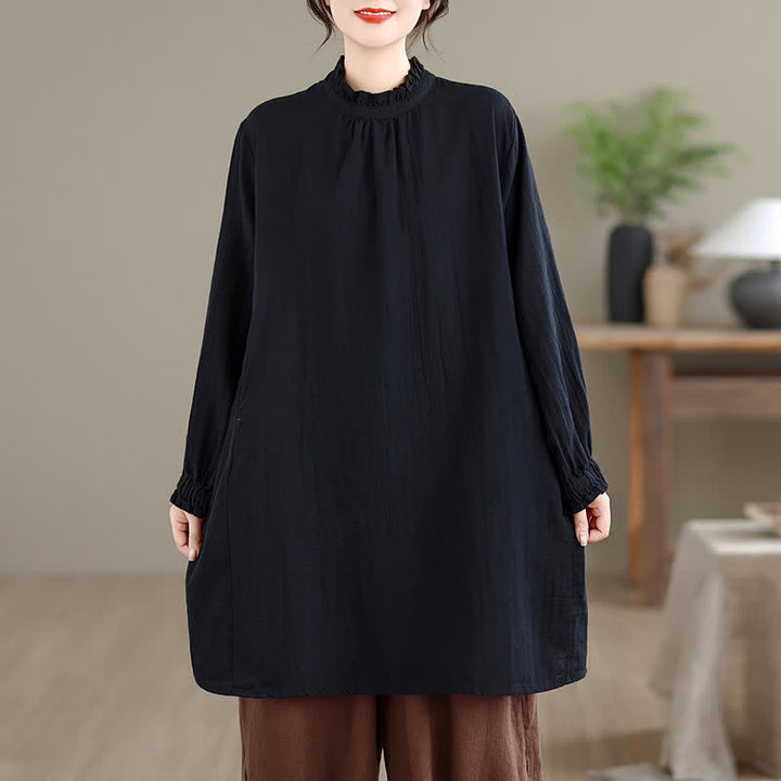 Buddha Stones Camisa túnica de manga larga para mujer, estilo casual vintage, con botones, ideal para primavera y otoño. - image 18