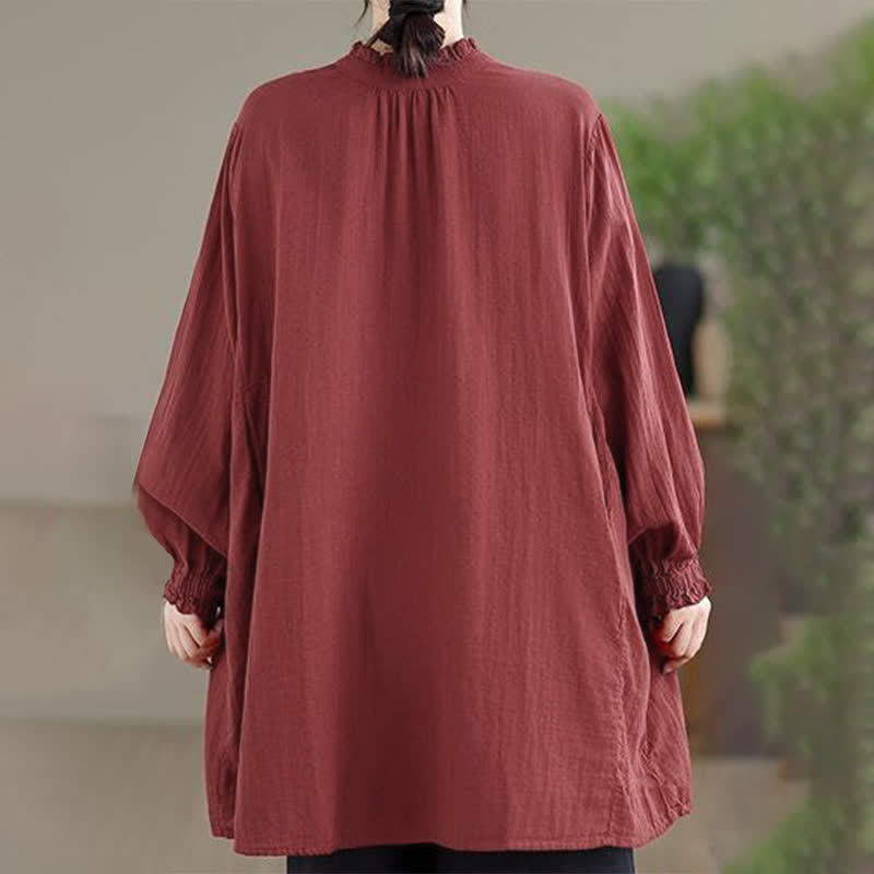 Buddha Stones Camisa túnica de manga larga para mujer, estilo casual vintage, con botones, ideal para primavera y otoño. - image 4