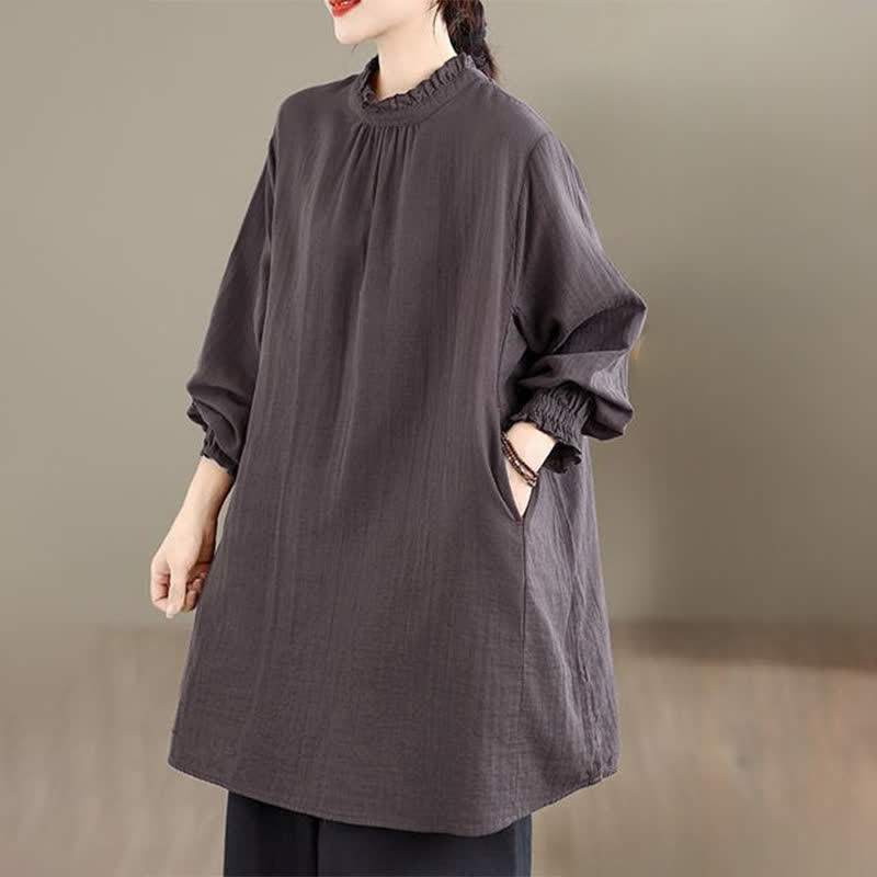 Buddha Stones Camisa túnica de manga larga para mujer, estilo casual vintage, con botones, ideal para primavera y otoño. - image 21