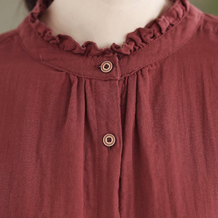 Buddha Stones Camisa túnica de manga larga para mujer, estilo casual vintage, con botones, ideal para primavera y otoño. - image 7