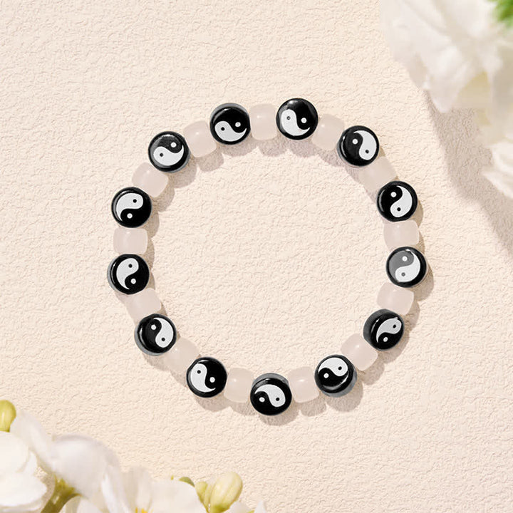 Buddha Stones Pulsera de equilibrio de cuentas blancas y negras Yin Yang de Liuli - image 5