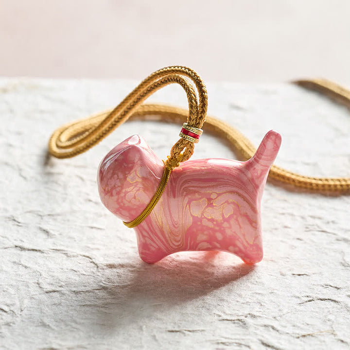 Buddha Stones Collar con dije de gato adorable y equilibrado - Esquema de color rosa con patrón aleatorio - image 11