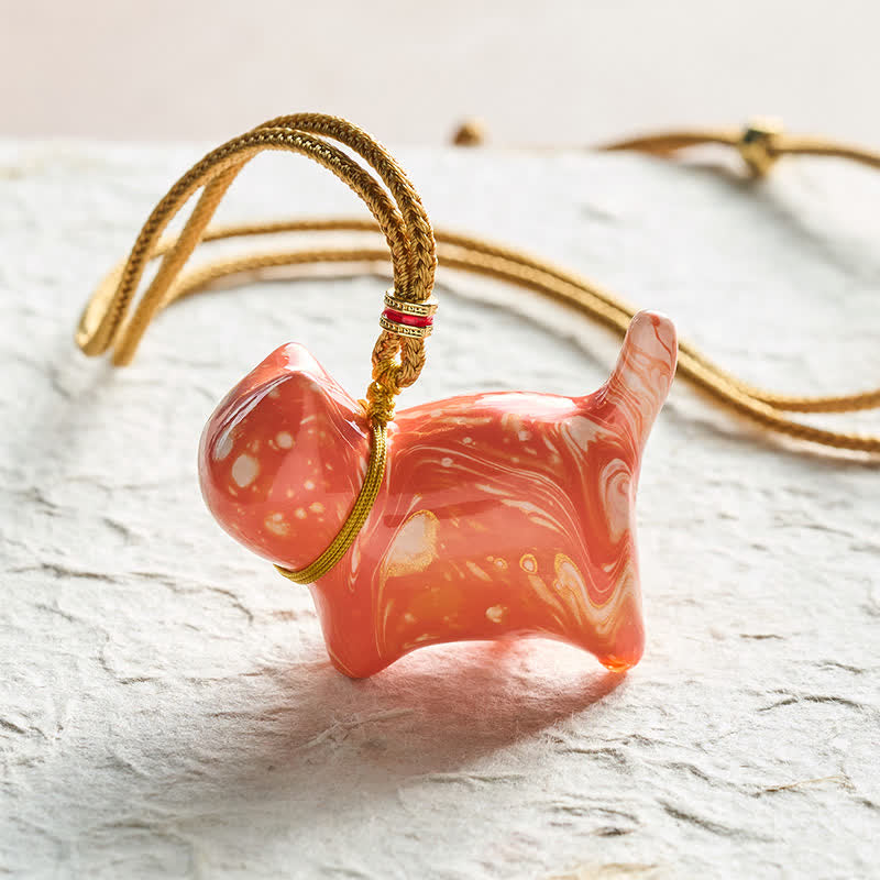 Buddha Stones Collar con dije de gato adorable y equilibrado - Esquema de color naranja con patrón aleatorio - image 16