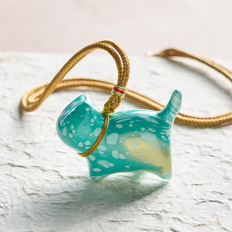 Buddha Stones Collar con dije de gato adorable y equilibrado - Esquema de color azul con patrón aleatorio - image 21