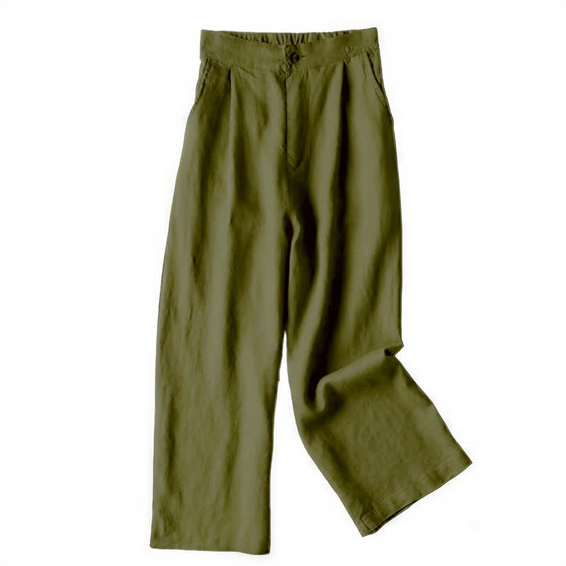 Pantalones de mujer Buddha Stones Commute de color liso, largo 7-8, pierna ancha con bolsillos. - Verde oliva oscuro - US12, UK/AU16, EU44 (3XL) - image 18