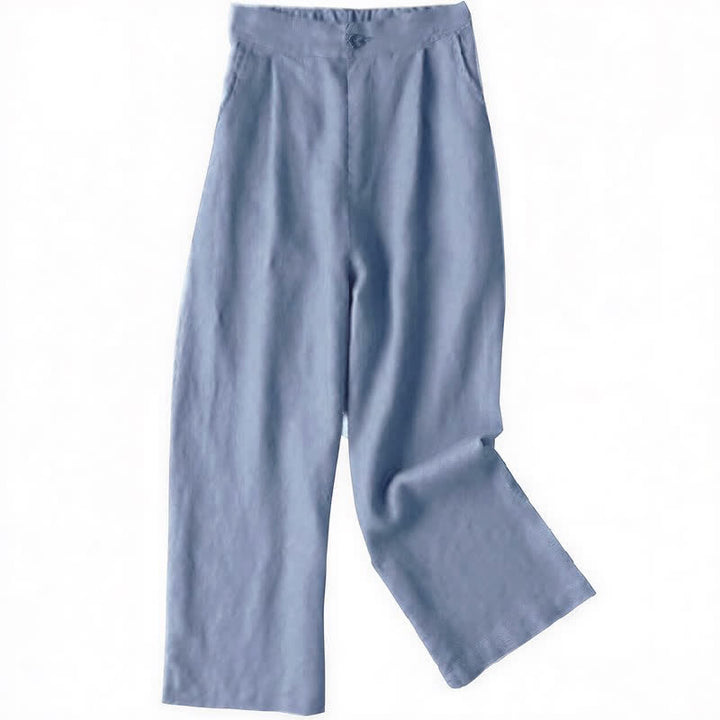 Pantalones de mujer Buddha Stones Commute de color liso, largo 7-8, pierna ancha con bolsillos. - Azul acero claro - US12, UK/AU16, EU44 (3XL) - image 19