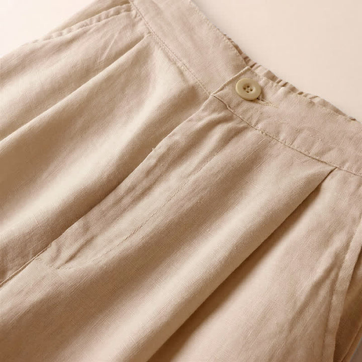 Pantalones de mujer Buddha Stones Commute de color liso, largo 7-8, pierna ancha con bolsillos. - image 2