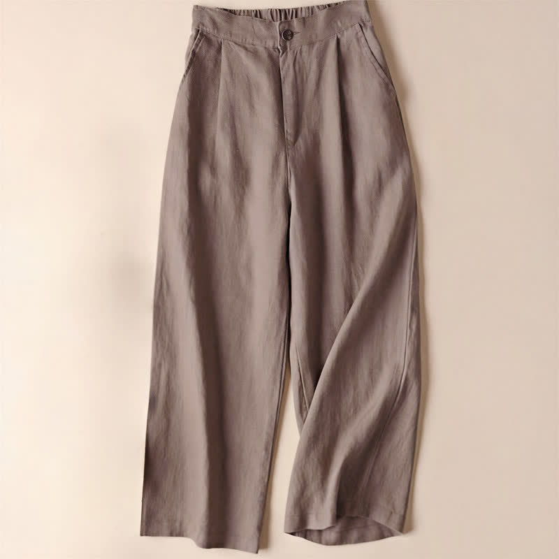 Pantalones de mujer Buddha Stones Commute de color liso, largo 7-8, pierna ancha con bolsillos. - Broncearse - US12, UK/AU16, EU44 (3XL) - image 16