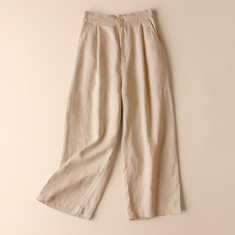 Pantalones de mujer Buddha Stones Commute de color liso, largo 7-8, pierna ancha con bolsillos. - Sopa de mariscos - US12, UK/AU16, EU44 (3XL) - image 0