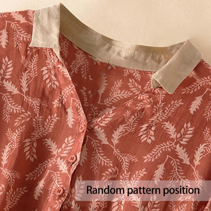 Vestido midi de manga corta con estampado floral en contraste de colores y estampado de Buddha Stones, con bolsillos. - image 21
