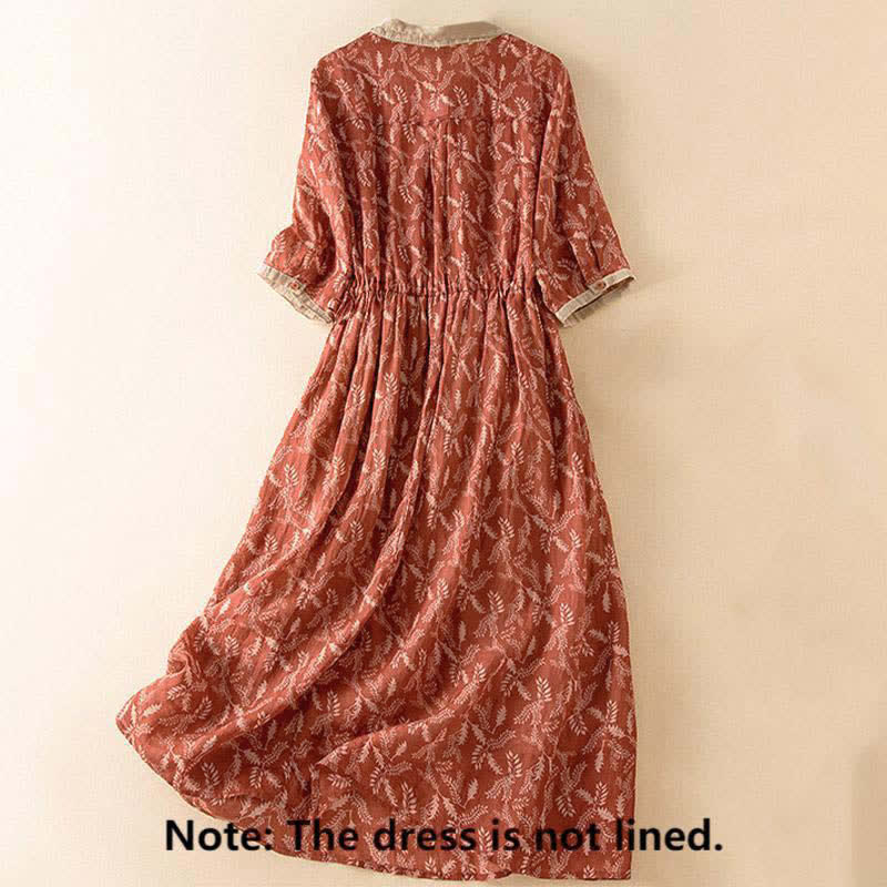 Vestido midi de manga corta con estampado floral en contraste de colores y estampado de Buddha Stones, con bolsillos. - image 20