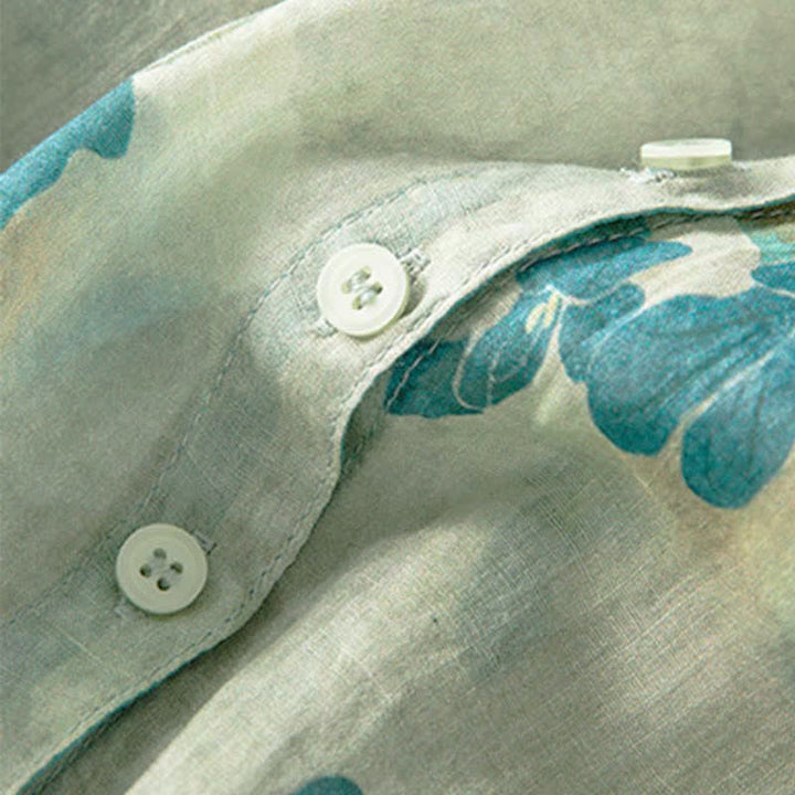 Vestido midi de manga corta con estampado floral en contraste de colores y estampado de Buddha Stones, con bolsillos. - image 6
