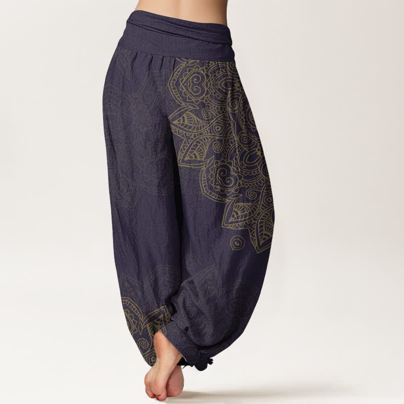 Buddha Stones Pantalones harem de algodón con estampado de mandala vintage y cintura elástica para mujer. - image 10
