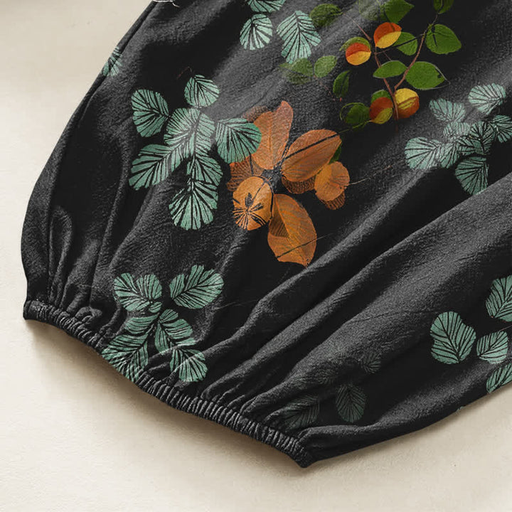 Buddha Stones Pantalones harem de algodón con estampado floral botánico bohemio para mujer, cintura elástica y bolsillos laterales. - image 6