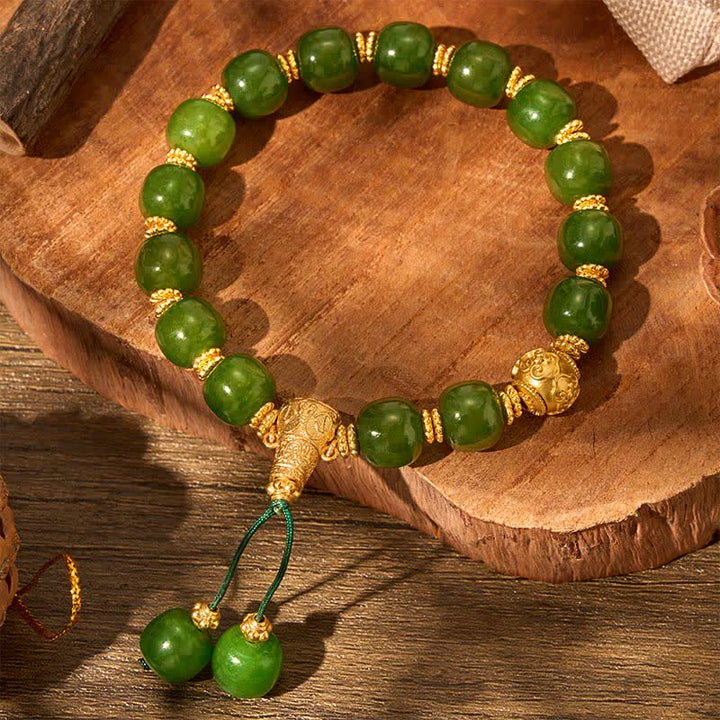 Buddha Stones Pulsera Cyan Jade Harmony con detalles dorados - image 8