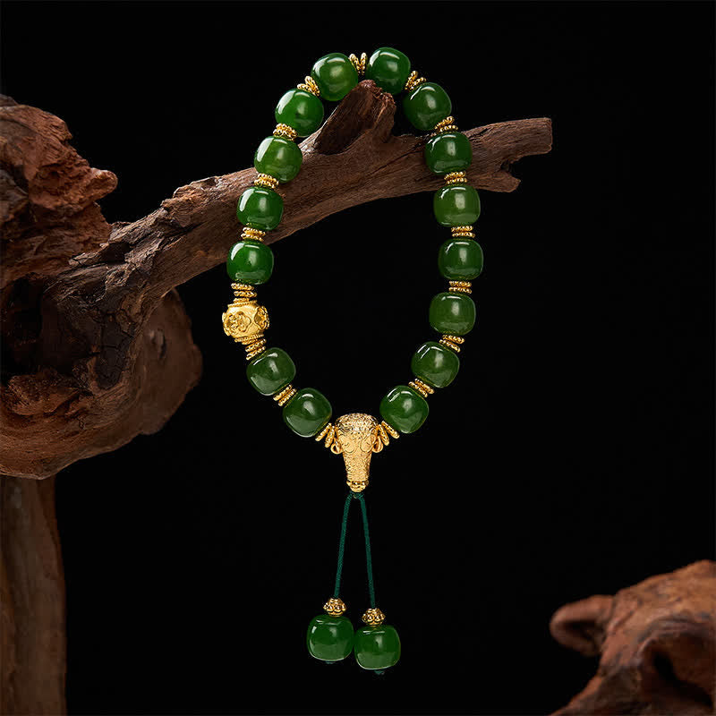 Buddha Stones Pulsera Cyan Jade Harmony con detalles dorados - image 2