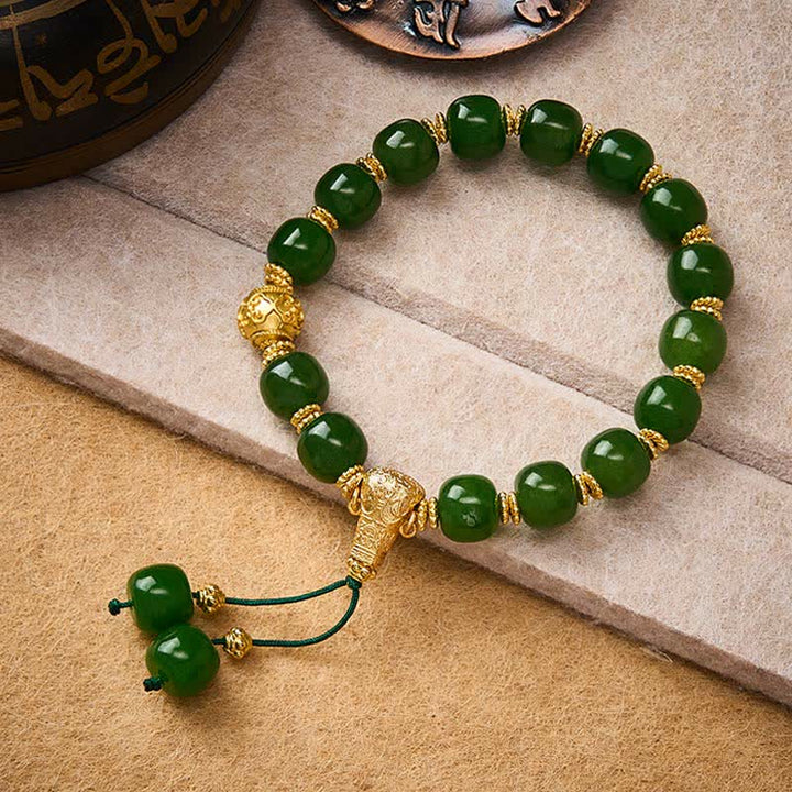 Buddha Stones Pulsera Cyan Jade Harmony con detalles dorados - image 4