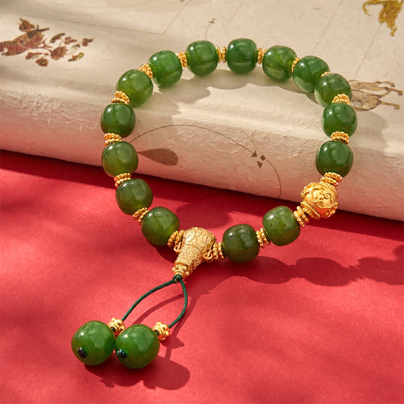 Buddha Stones Pulsera Cyan Jade Harmony con detalles dorados - image 7