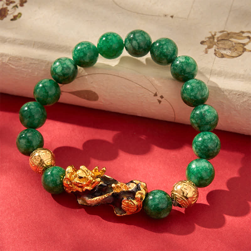 Buddha Stones Pulsera curativa PiXiu con cuentas de jade cian natural que cambia de color - image 4