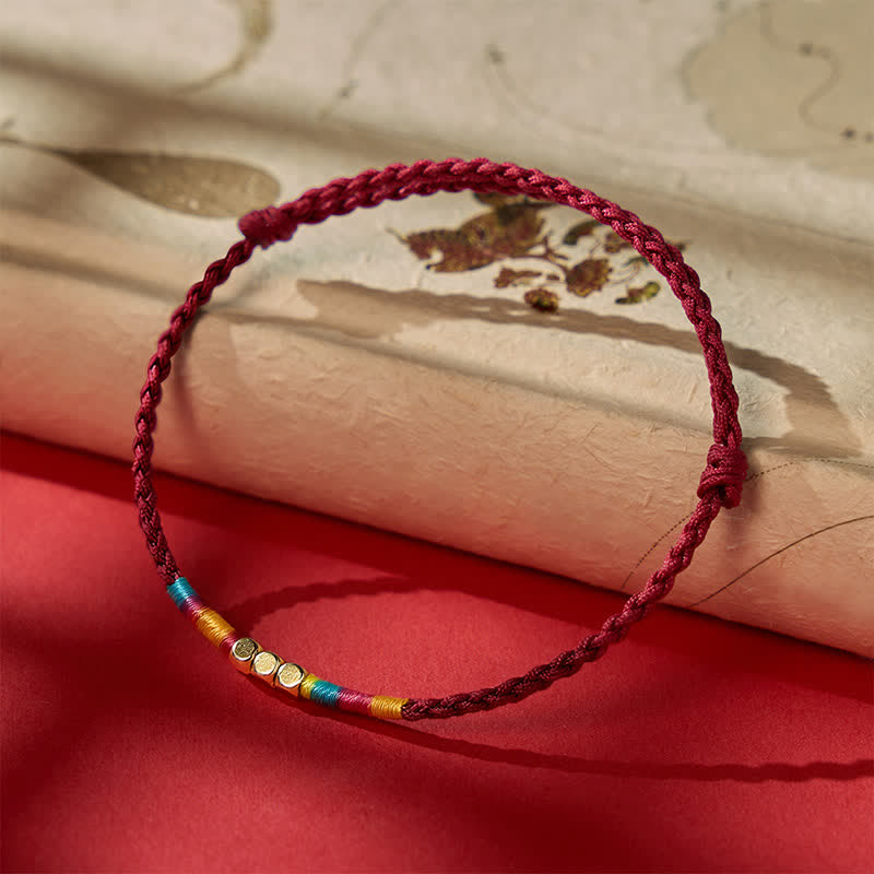 Buddha Stones Pulsera protectora de plata de ley 925 con cuentas y cordón rojo - Rojo (circunferencia de la muñeca: 14-17 cm) - image 0