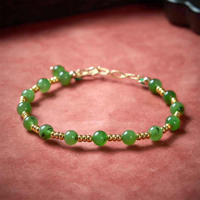Buddha Stones Pulsera de la prosperidad con cuentas de jade cian natural - image 4