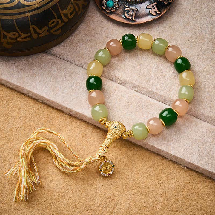 Buddha Stones Pulsera de cuentas rectangulares redondeadas de jade jade cuarcita color jade armonía - image 4