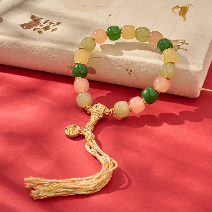 Buddha Stones Pulsera de cuentas rectangulares redondeadas de jade jade cuarcita color jade armonía - image 7
