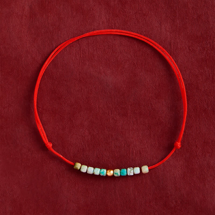 Buddha Stones Pulsera de cuerda de la suerte con cuentas de turquesa ultrafinas tejida a mano - Turquesa (circunferencia de la muñeca: 15-17 cm) - image 0