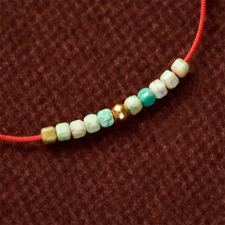 Buddha Stones Pulsera de cuerda de la suerte con cuentas de turquesa ultrafinas tejida a mano - image 10