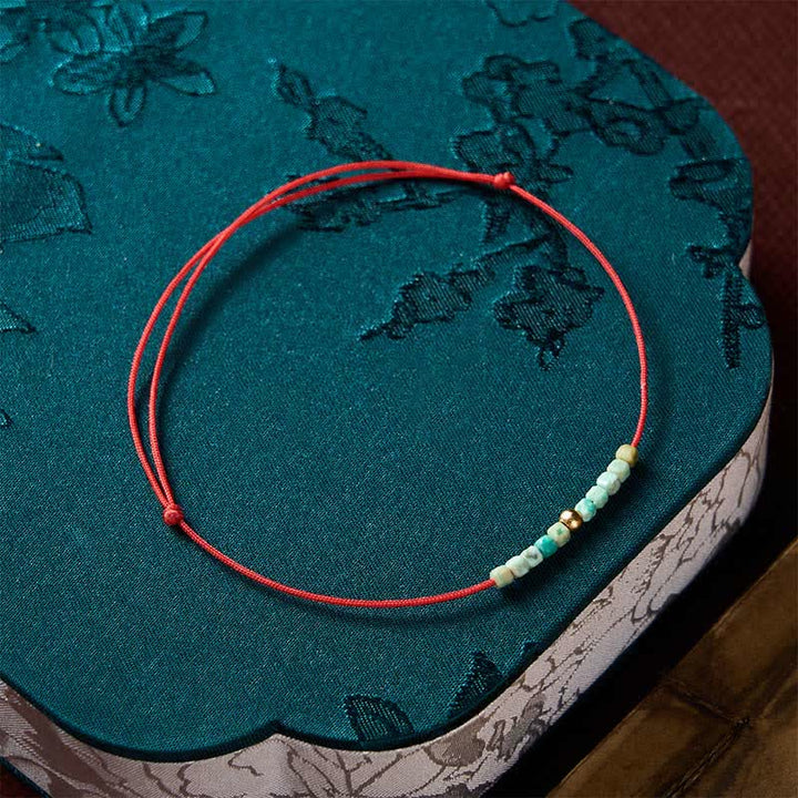 Buddha Stones Pulsera de cuerda de la suerte con cuentas de turquesa ultrafinas tejida a mano - image 9