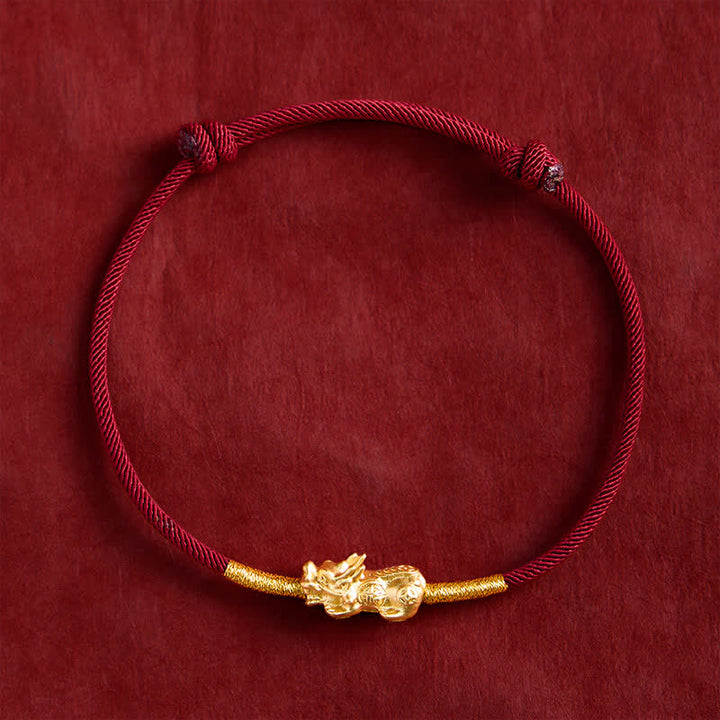 Buddha Stones Pulsera de la suerte PiXiu de hilo rojo hecha a mano - image 1