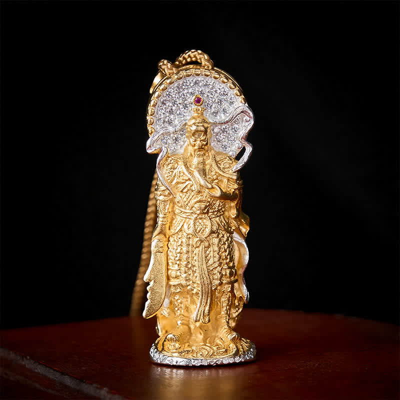 Buddha Stones Collar con colgante de protección y alivio de conexión a tierra del Señor Guan de cobre - Señor Guan (Lealtad ♥ Rectitud) - image 0