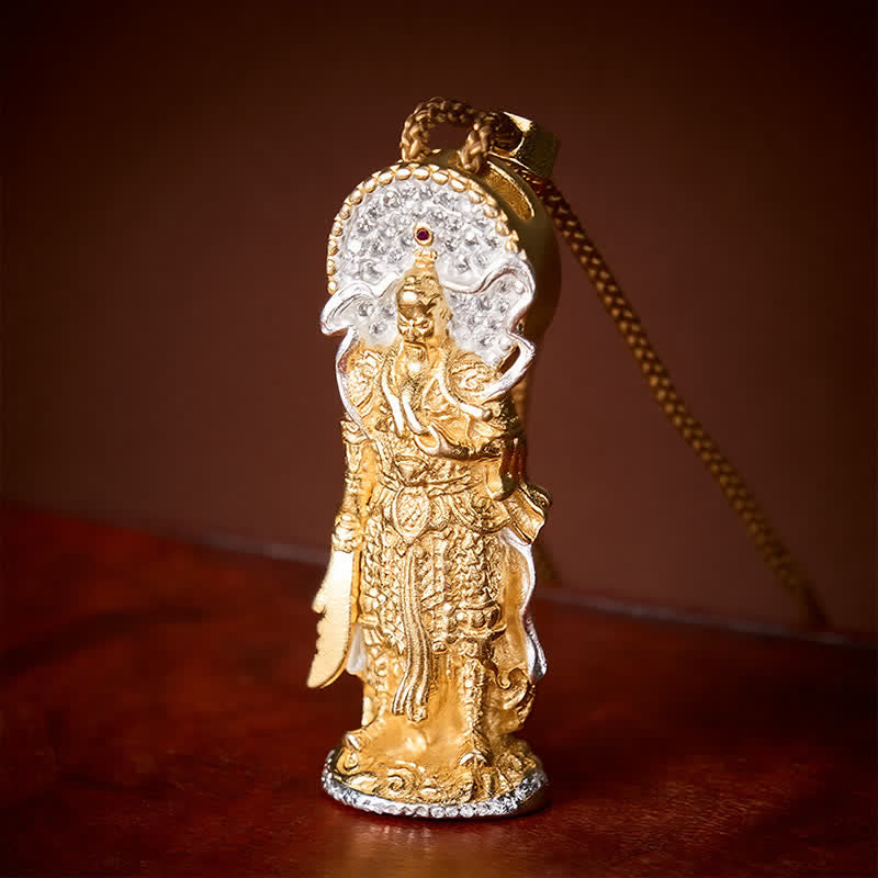 Buddha Stones Collar con colgante de protección y alivio de conexión a tierra del Señor Guan de cobre - image 1