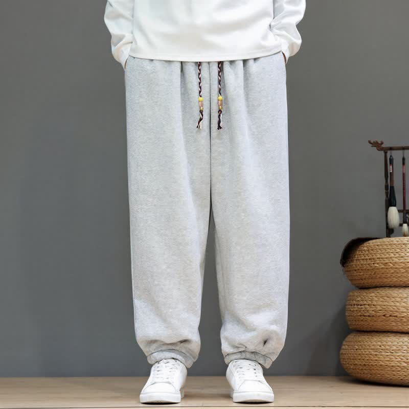 Buddha Stones Pantalones tobilleros deportivos minimalistas informales de otoño/invierno con cordón ajustable, color liso, para hombre, con bolsillos. - image 1