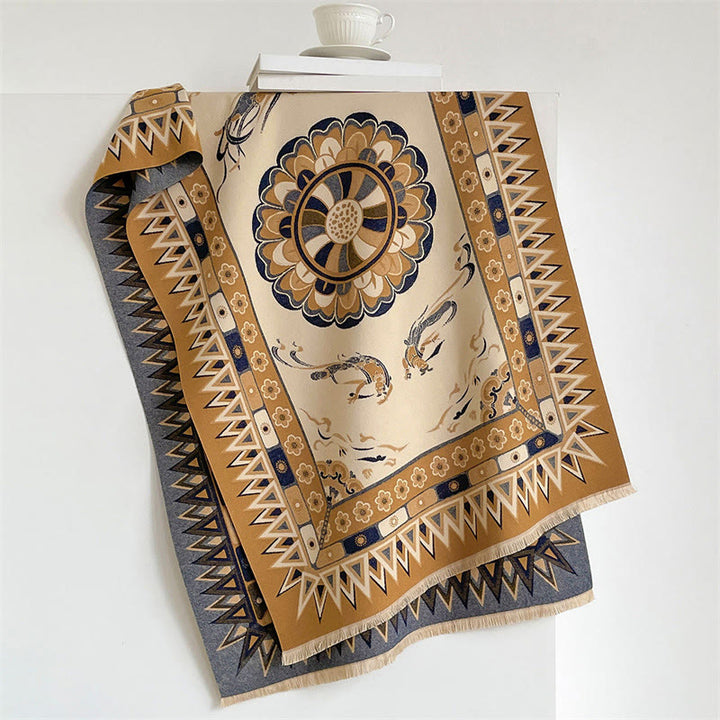 Buddha Stones Chal bohemio con borlas y estampado geométrico de mandala para primavera y otoño - Perú - 185*65 cm - image 4