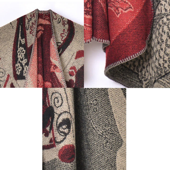 Buddha Stones Chal suave drapeado oriental con estampado de nubes de peces koi para otoño e invierno. - image 21